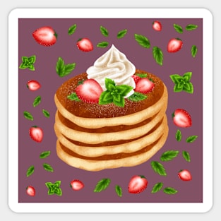 Strawberries Cream & Mint Pancake Print Sticker